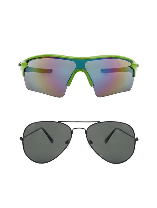 combo of 2 wrap-around & aviator sunglasses- abcom3441 - 15798151 - Very Small Image - 1
