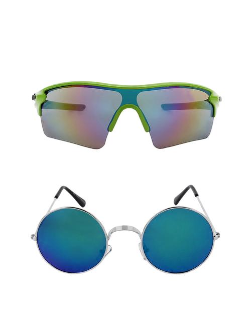 combo of 2 wrap-around & round sunglasses- abcom3447 - 15798157 - Very Small Image - 1