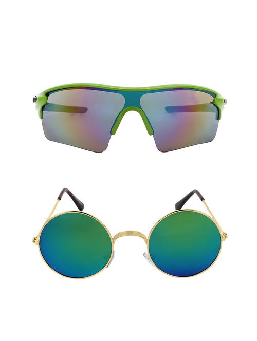 combo of 2 wrap-around & round sunglasses- abcom3448 - 15798158 - Very Small Image - 1