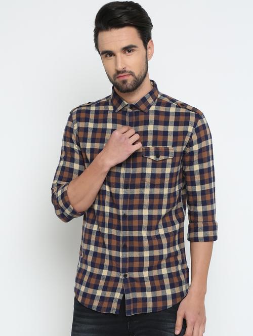 mens checks casual shirt - 15798390 - Very Small Image - 1