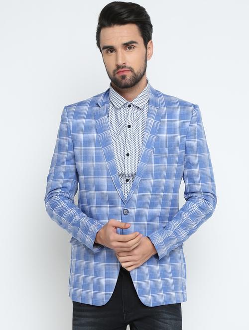 blue cotton single breasted casual blazer - 15798468 - Very Small Image - 1