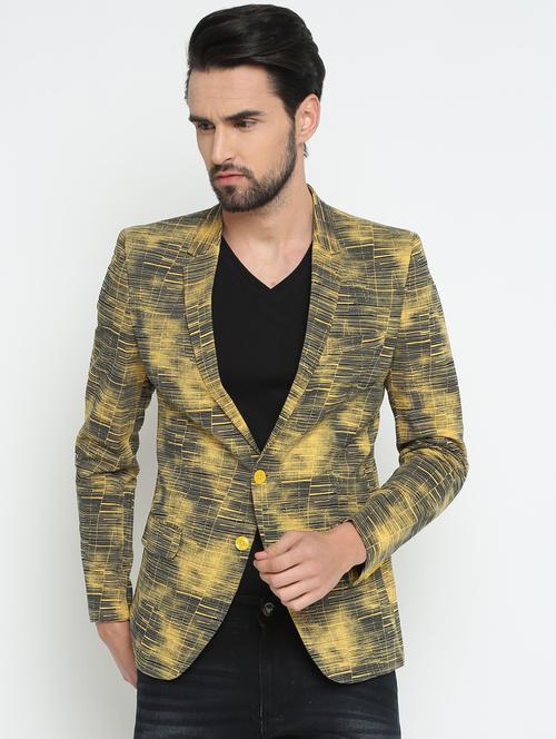 yellow cotton single breasted casual blazer - 15798476 - Very Small Image - 1