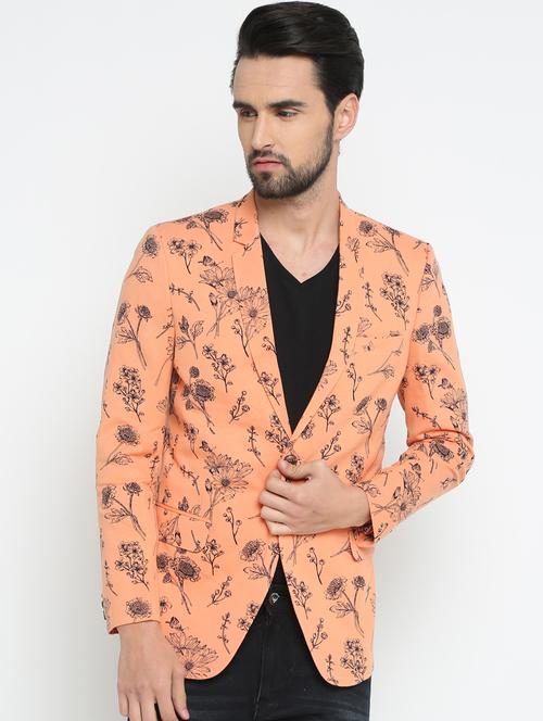orange cotton single breasted casual blazer - 15798481 - Very Small Image - 1