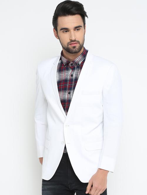 white cotton single breasted casual blazer - 15798486 - Very Small Image - 1