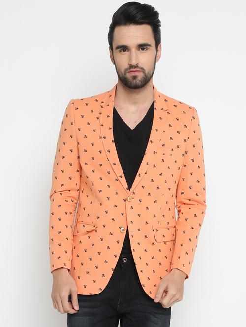 orange cotton single breasted casual blazer - 15798488 - Very Small Image - 1