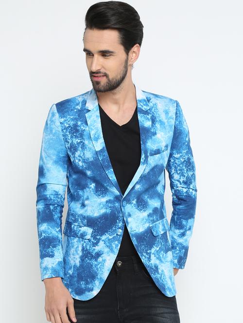 blue cotton single breasted casual blazer - 15798489 - Very Small Image - 1