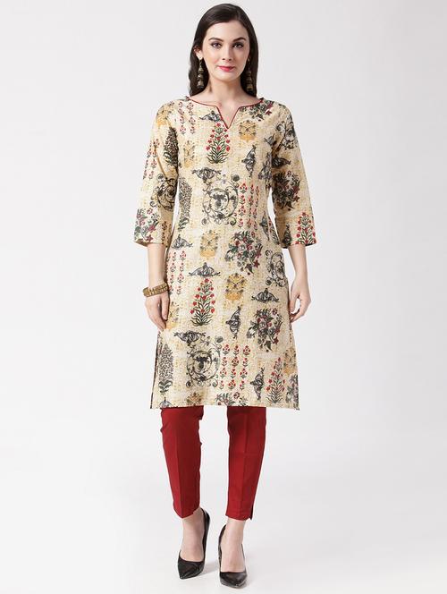 printed straight kurta - 15798503 - Very Small Image - 1