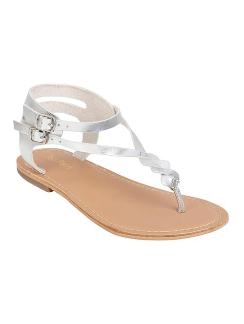 silver t-strap sandals - 15798931 - Very Small Image - 1