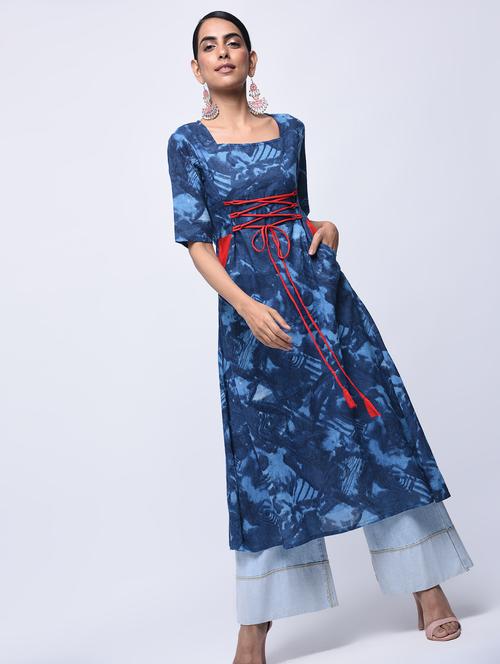 criss cross a-line kurta with pockets - 15799466 - Very Small Image - 1