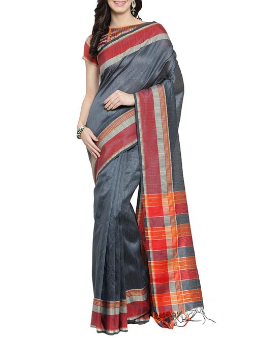 contrast border woven saree - 15799473 - Very Small Image - 1