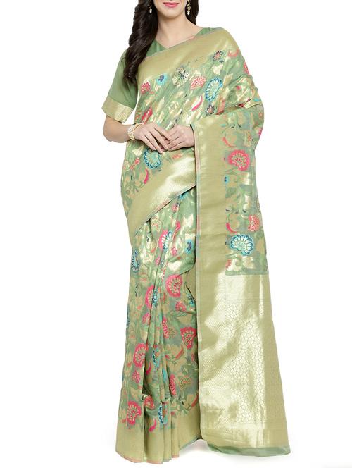 zari woven banarsi saree - 15799484 - Very Small Image - 1