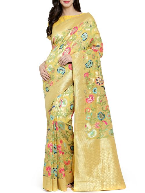 zari woven banarsi saree with blouse - 15799487 - Very Small Image - 1