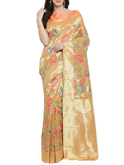 zari woven banarsi saree with blouse - 15799491 - Very Small Image - 1