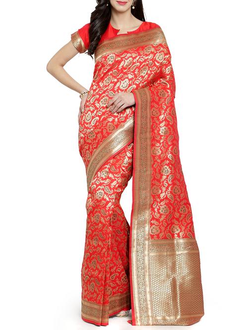 zari woven banarsi saree with blouse - 15799492 - Very Small Image - 1