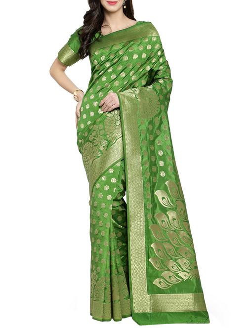 zari weave banarsi saree - 15799507 - Very Small Image - 1