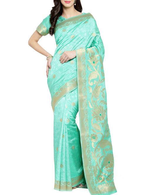 zari weave banarsi saree - 15799511 - Very Small Image - 1