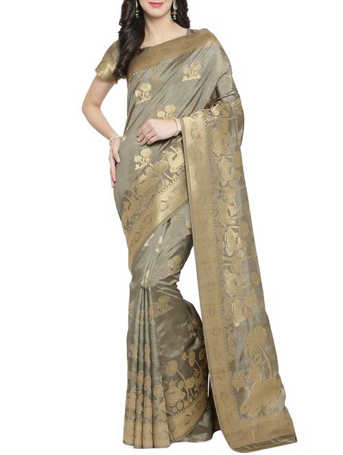 zari weave banarsi saree - 15799512 - Very Small Image - 1