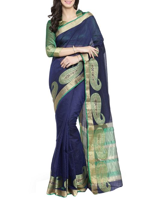 zari bordered banarsi saree with blouse - 15799522 - Very Small Image - 1