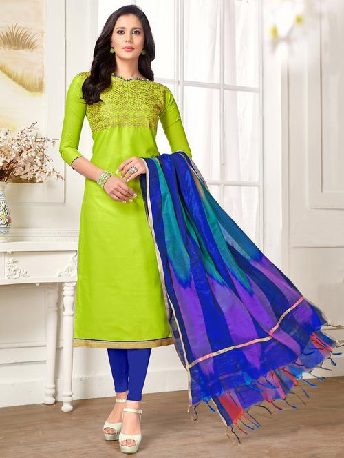 embroidered unstitched churidaar suit - 15799615 - Very Small Image - 1