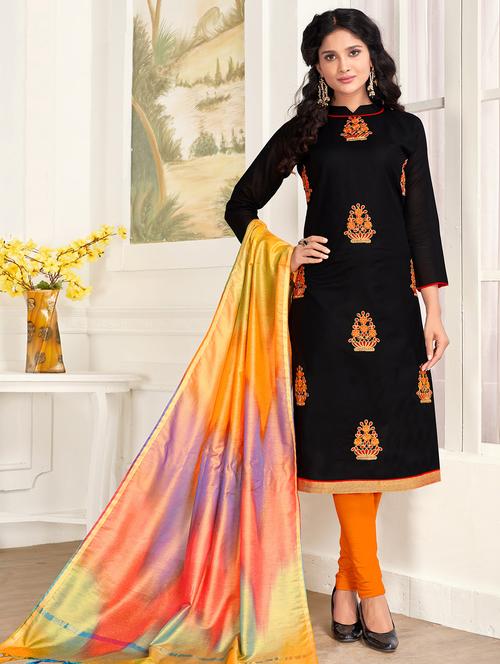 embroidered unstitched churidaar suit - 15799619 - Very Small Image - 1