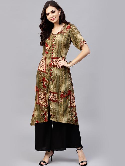 printed high-low kurta - 15799746 - Very Small Image - 1
