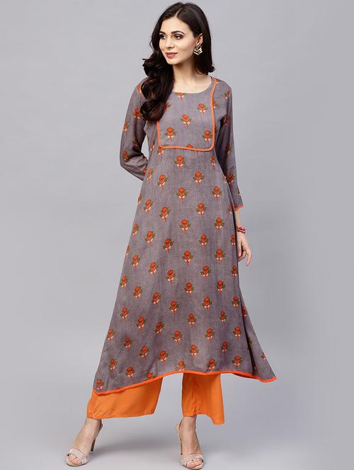 floral printed a-line kurta - 15799755 - Very Small Image - 1