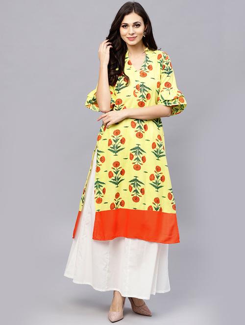 floral print straight kurta - 15799762 - Very Small Image - 1