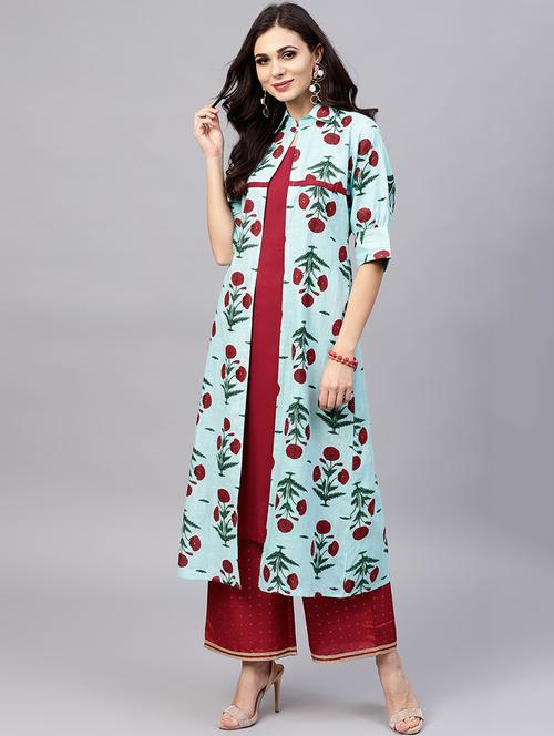layered floral print kurta - 15799764 - Very Small Image - 1