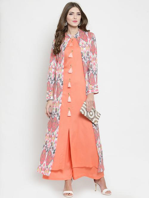 layered printed kurta with tassels - 15799814 - Very Small Image - 1