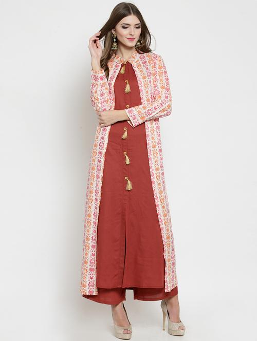 layered printed kurta with tassels - 15799816 - Very Small Image - 1