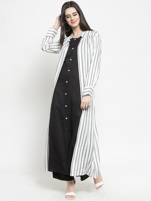 stripes layered kurta with palazzo set - 15799869 - Very Small Image - 1