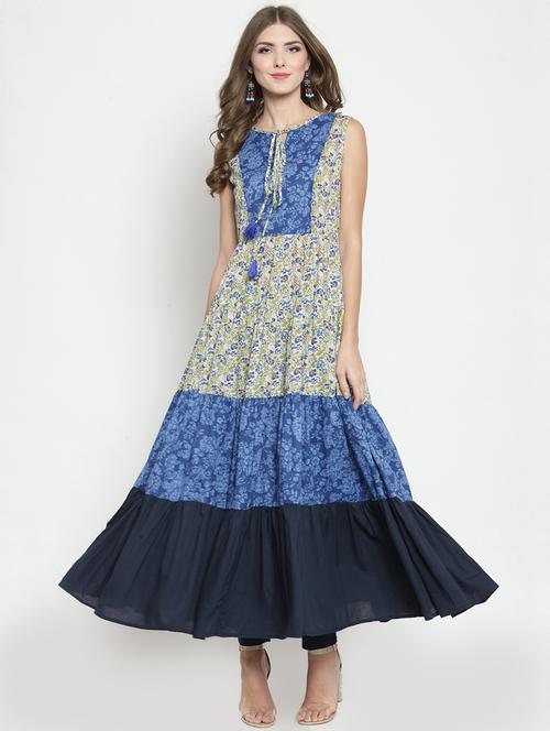 printed tiered kurta with palazzo set - 15799873 - Very Small Image - 1