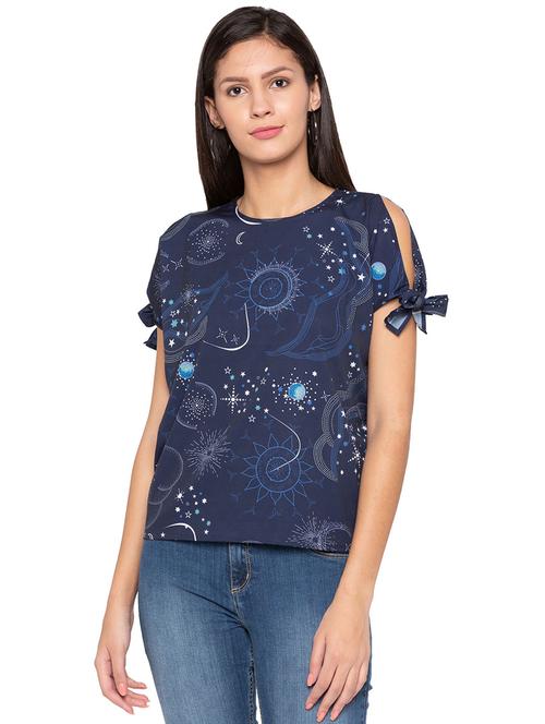 tie up sleeved crew neck top - 15799986 - Very Small Image - 1