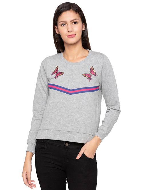 graphic print side slit sweatshirt - 15800015 - Very Small Image - 1