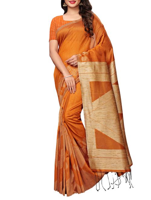 jacquard weave tussar silk saree with blouse - 15800057 - Very Small Image - 1