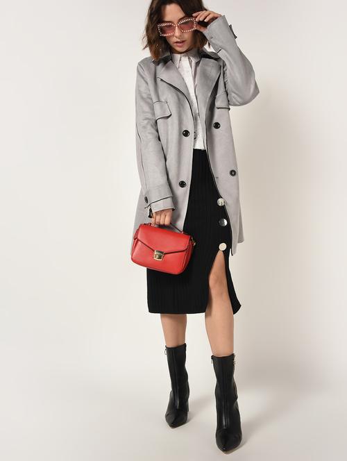 double breasted zipper detail overcoat - 15800291 - Very Small Image - 1