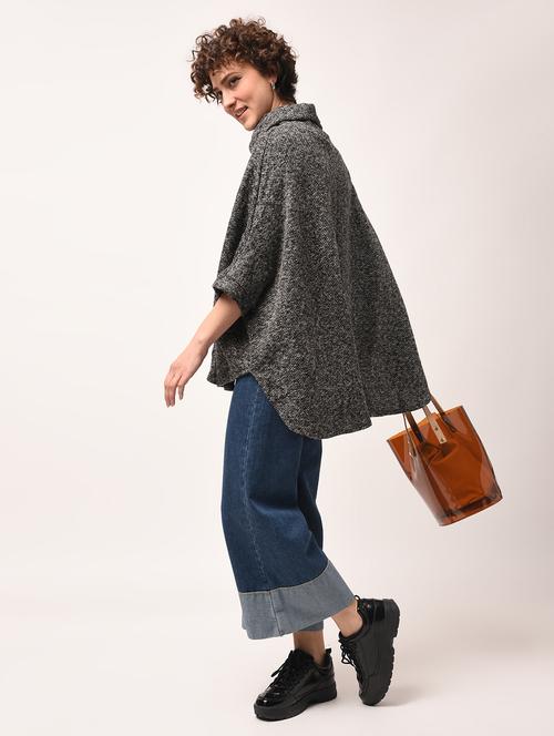 turtle neck asymmetric poncho - 15800306 - Very Small Image - 1