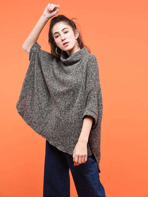 turtle neck asymmetric poncho - 15800307 - Very Small Image - 1