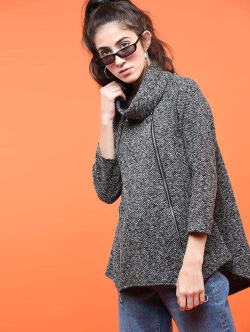 zipper detail turtle neck tunic - 15800309 - Very Small Image - 1