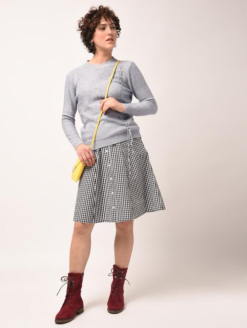 lace up detail ribbed edge top - 15800325 - Very Small Image - 1