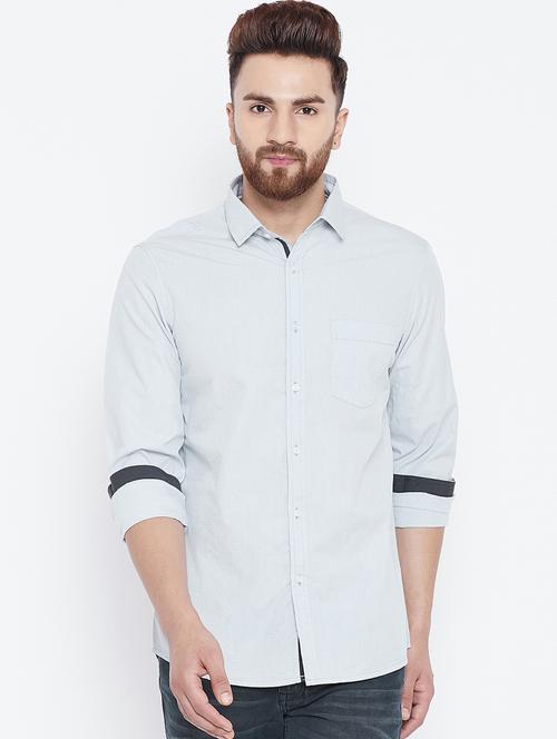 grey solid casual shirt - 15800389 - Very Small Image - 1
