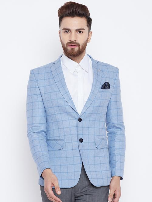 light blue wool & polyester blend single breasted formal blazer - 15800449 - Very Small Image - 1