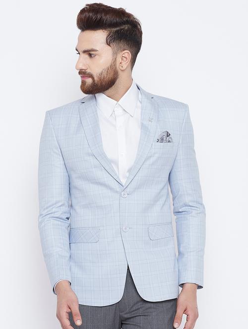 light blue wool & polyester blend single breasted formal blazer - 15800452 - Very Small Image - 1