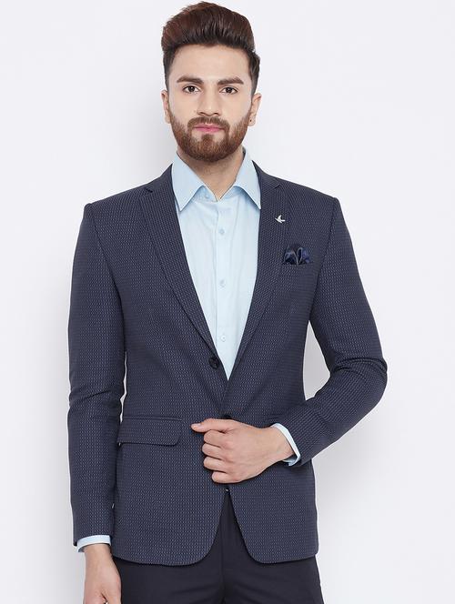 navy blue wool single breasted formal blazer - 15800455 - Very Small Image - 1