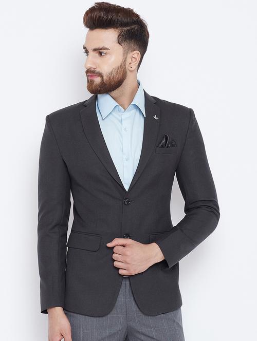 grey wool single breasted formal blazer - 15800464 - Very Small Image - 1