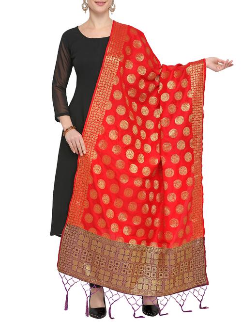 raw silk banarasi dupatta - 15800499 - Very Small Image - 1