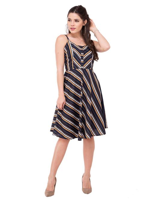 spaghetti strap striped a-line dress - 15800520 - Very Small Image - 1
