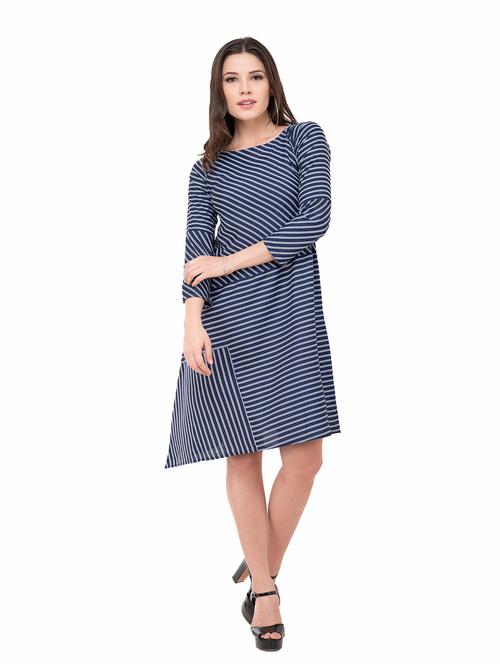 asymmetric hem striped dress - 15800532 - Very Small Image - 1