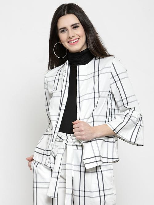 bell sleeved checkered shrug - 15800756 - Very Small Image - 1
