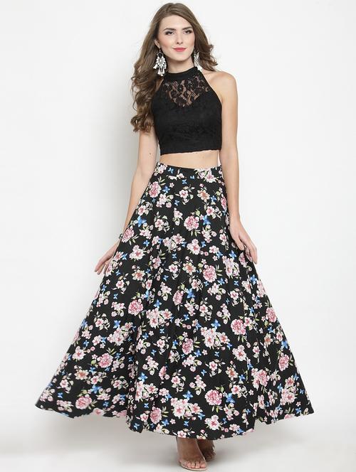 lace crop top and floral skirt set - 15800875 - Very Small Image - 1